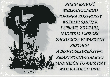 Kartka z krzyżem i życzeniami na Zmartwychwstanie Pańskie